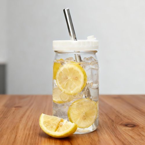 Mapoxy 6-Pack Mason Jars Cups with Plastic Lids & Straws, 32oz Wide Mouth Glass Cups with Leak-proof Plastic Lids, Reusable Drinking Jars for Juices, Smoothies, Iced Coffee & Food Storage