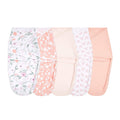 aden + anais Essentials Easy Swaddle Wrap Quick Change with Bottom Zipper, Snug Cotton Knit Baby Wrap Swaddle Blanket for Newborns, TOG 1.0, 5 Pack, Feminine Florals, 0-3 Months, Small/Medium
