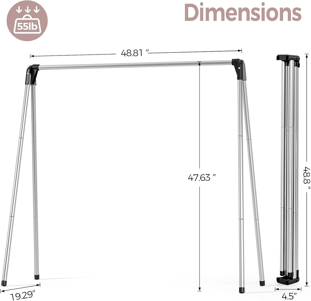 TOOLF Clothes Drying Rack - Foldable Stainless Steel Design | Portable Indoor/Outdoor Use, Large Capacity