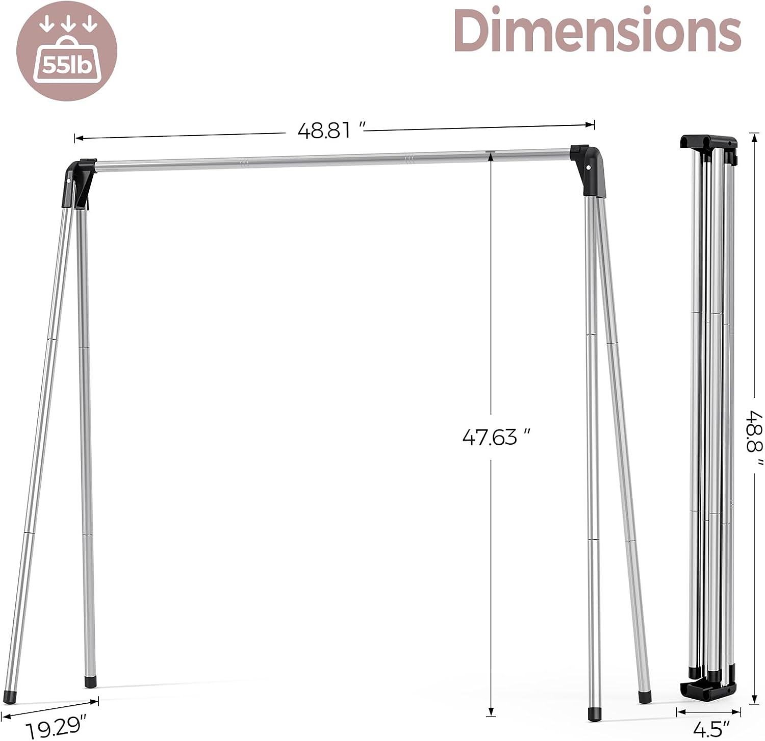 TOOLF Clothes Drying Rack - Foldable Stainless Steel Design | Portable Indoor/Outdoor Use, Large Capacity