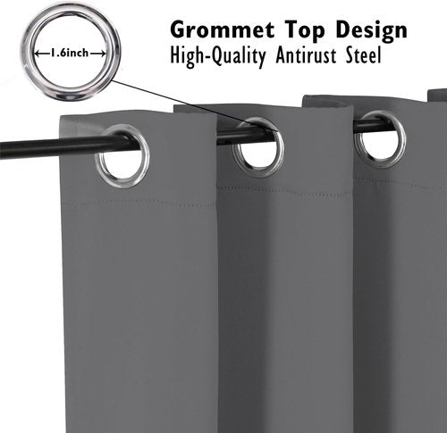 ChrisDowa Small Window Curtains - Thermal Insulated Grommet Room Darkening Panels | Grey, 29 x 40 Inch