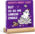 Skiennix Halloween Office Decor - Funny Acrylic Ghost Email Sign | Cute 4x4 Inch Desk Decoration for Work