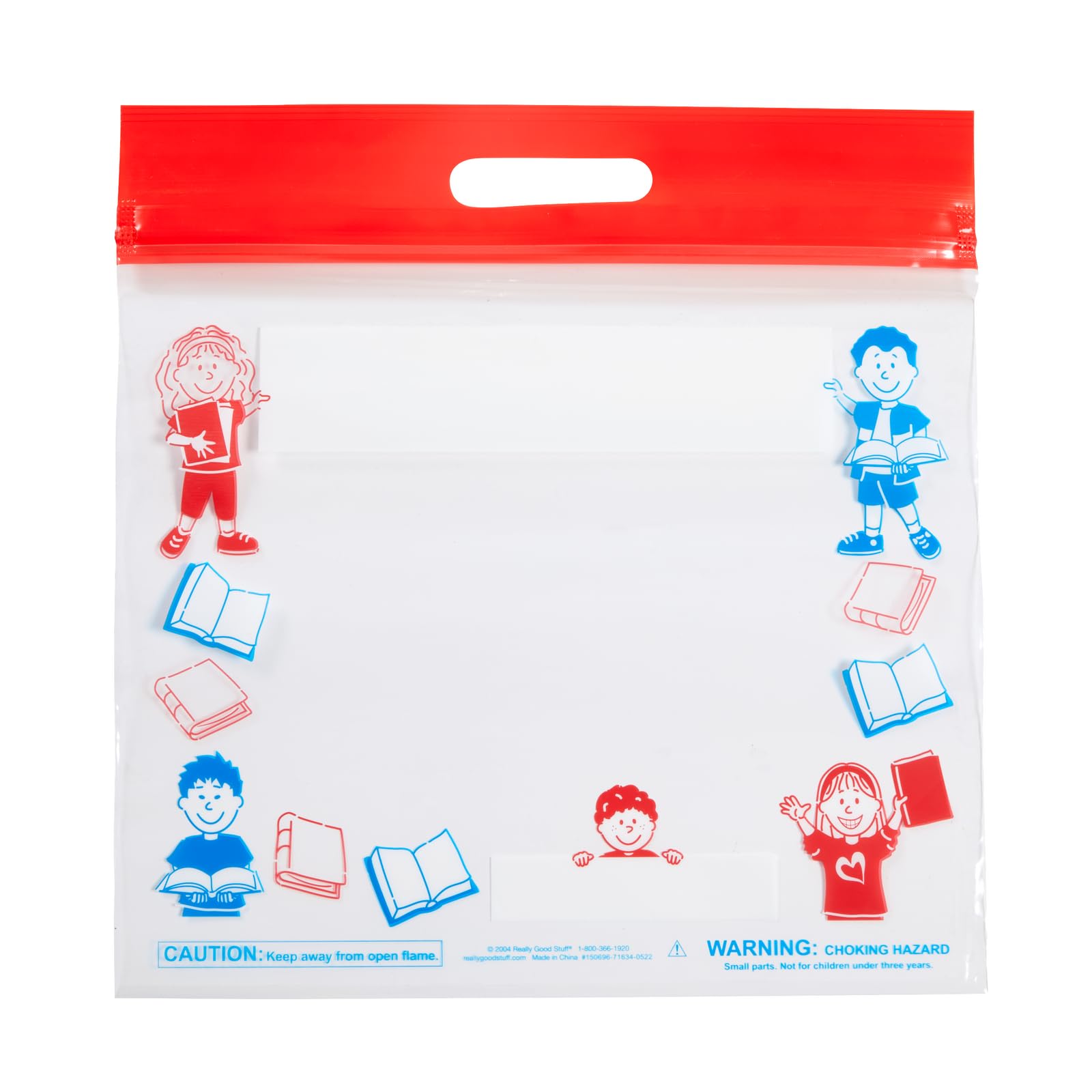 Really Good Stuff Press and Seal Storage Bags, Set of 12, 15" L x 14.5" W | Extra Large Thick Plastic, Classroom Book Bags For Kids, Reading Pouch, Toy Buddy
