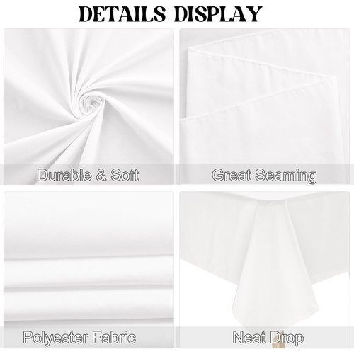 JALANCY 3 Pack Rectangle White Table Cloth Bulk Washable Polyester Table Cover for Wedding Dining Table Buffet Parties Banquet Decoration（60x102Inch, White）