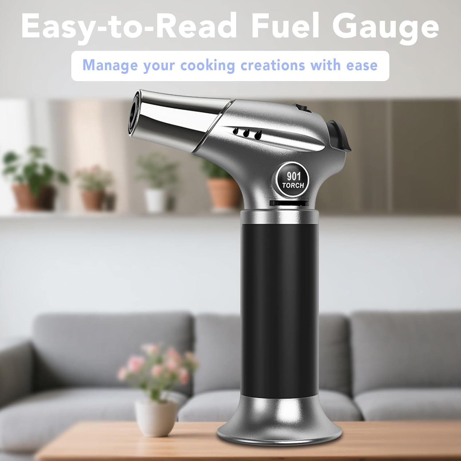 Sondiko Butane Torch Lighter - Refillable Creme Brulee Torch with Adjustable Flame & Safety Lock