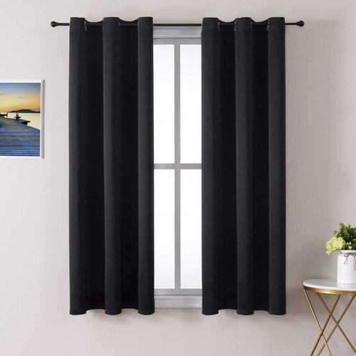 ChrisDowa Blackout Curtains - Thermal Insulated Room Darkening Panels for Bedroom & Living Room (Black, 38W x 54L)