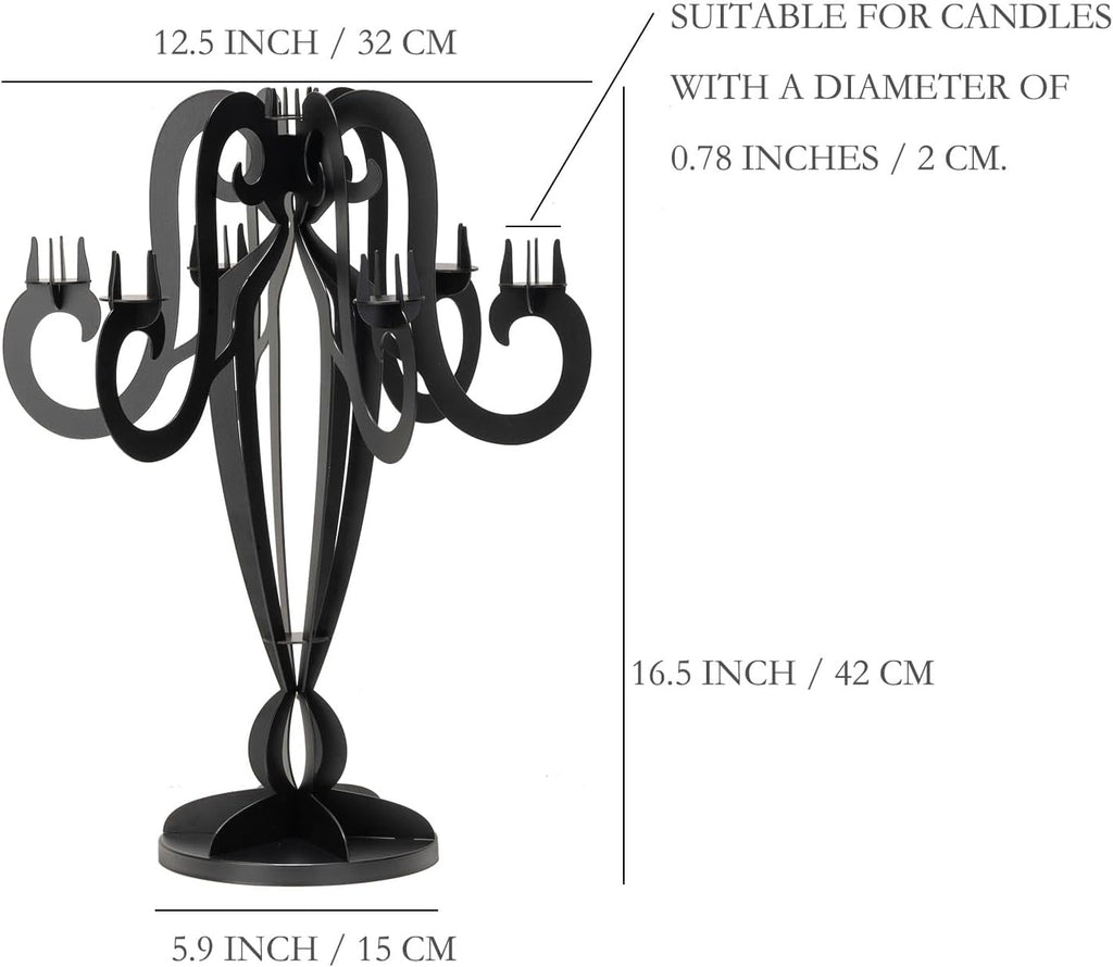 AIM & GGKK Black Metal Candelabra | Elegant 7-Arm Taper Candle Holder for Home Decor & Centerpieces