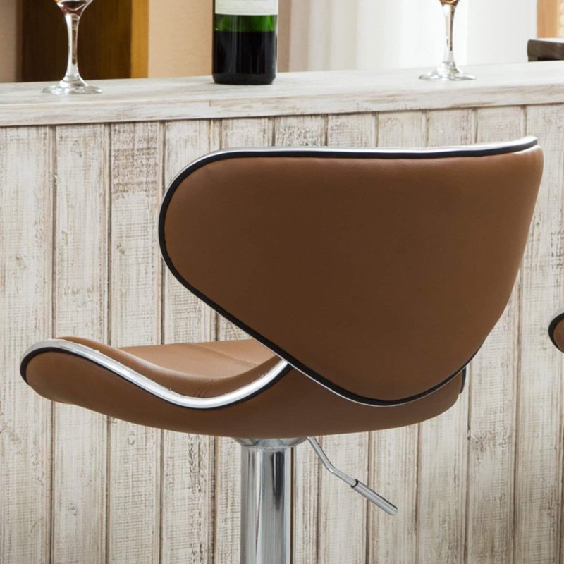 Adjustable Swivel Bar Stool Set of 2 - Cushioned Leatherette - Blue