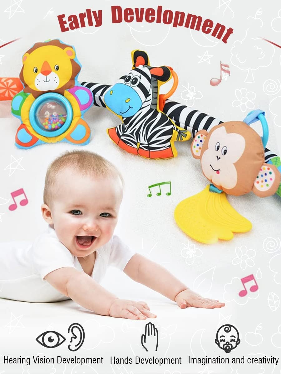 Pau1Hami1ton Baby Stroller Arch Toys - Adjustable Hanging Toy Bar for Crib, Car Seat & Bouncer - Zebra Design