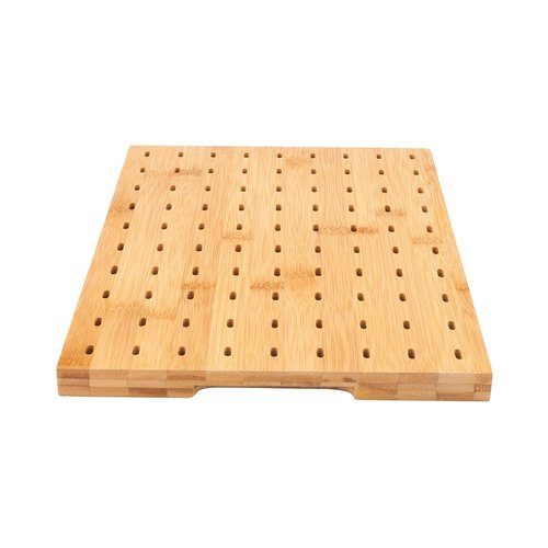 Restaurantware 14" x 10" Rectangular Bamboo Paddle Food Skewer Holder: Perfect for Cocktail Parties and Catering Events - Biodegradable Paddle Pick Stand and Food Display - 90 Holes - 1-CT