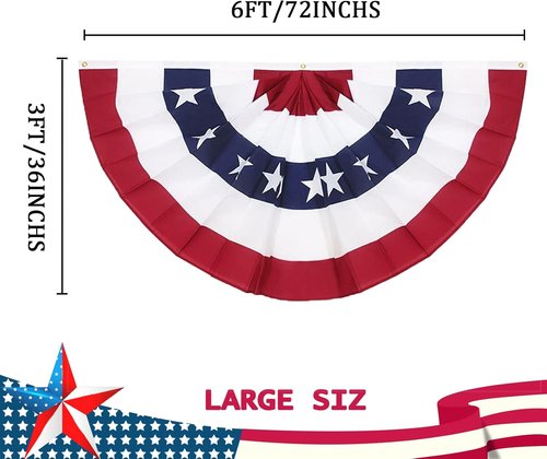 American Pleated Fan Flag - Set of 4 Patriotic Half Fan Bunting for 4th of July & Memorial Day