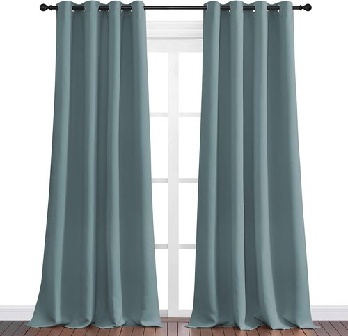 NICETOWN Modern Blackout Curtains - Noise Reducing, Thermal Insulated, Greyish Blue, 2 Panels, W55 x L108-Inch
