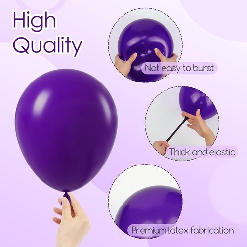 Dark Purple Balloons | 12-Inch Latex Party Balloons - 50pcs for Weddings, Baby Showers & Birthdays