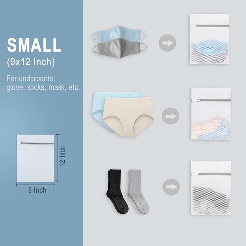 Muchfun Honeycomb Mesh Laundry Bags - 3 Durable Delicate Wash Bags, 9 x 12 Inches (Small)