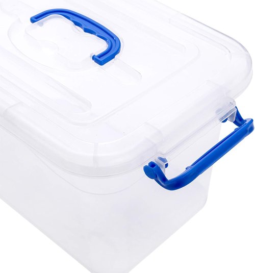 Clear Storage Box - 6-Pack 7 Quart Plastic Latch Bins with Handle | Versatile 6.5 Liter Containers