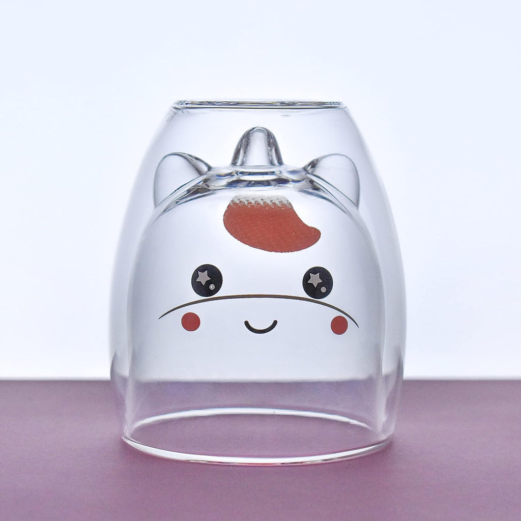 Binoster Unicorn Mug Cute Mugs Glass Double Wall Insulated Glass Espresso Cup, Coffee Cup, Tea Cup, Milk Cup, Kawaii Gifts, for women girls friends, Christmas Birthday (Unicorn)