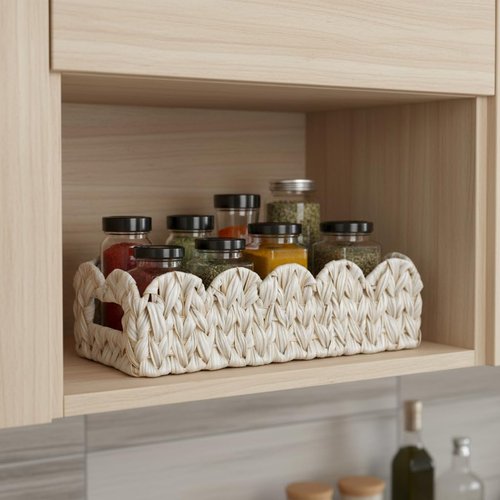 Coeusy Scalloped Toilet Paper Storage Basket,Boho Small Bathroom Basket,Wicker Decor Baskets for Bathroom,Bedroom,Living Room,Coastal Bathroom Decor Accessories