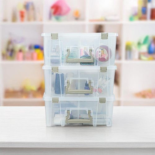 ArtBin 6990SO Super Satchel Double Deep Compartment Box - Versatile Art Storage with 8 Removable Compartments (Gold)