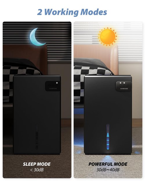 Dehumidifier, 95 OZ Dehumidifiers for Home (800 sq.ft), Quiet Small Dehumidifiers for Bedroom Bathroom Basements Closet RV, Auto Shut Off, Two Working Models and 7 Colors LED（Black）