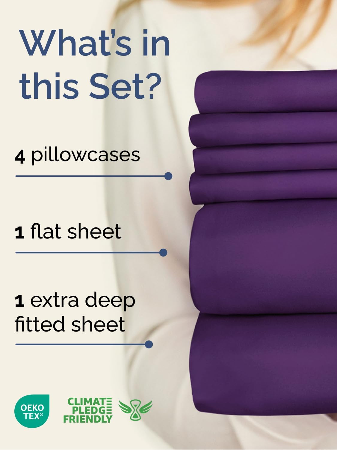 Skiennix Extra Deep Cal King Sheet Set | 6-Piece Breathable Cooling Bedding - Soft, Wrinkle-Free, Purple