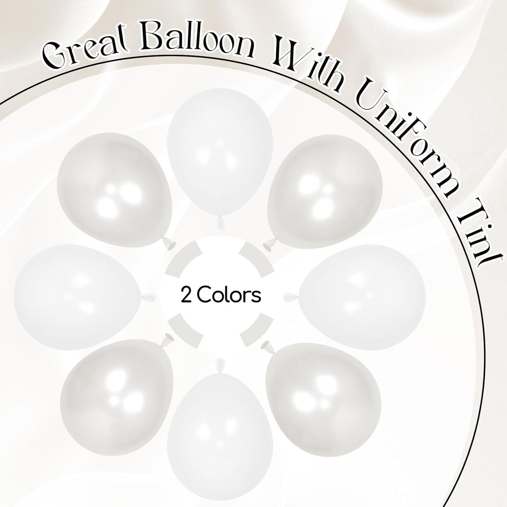 Skiennix 60-Piece White Balloon Set - Clear Pearl Finish for Bridal Shower & Wedding Decor