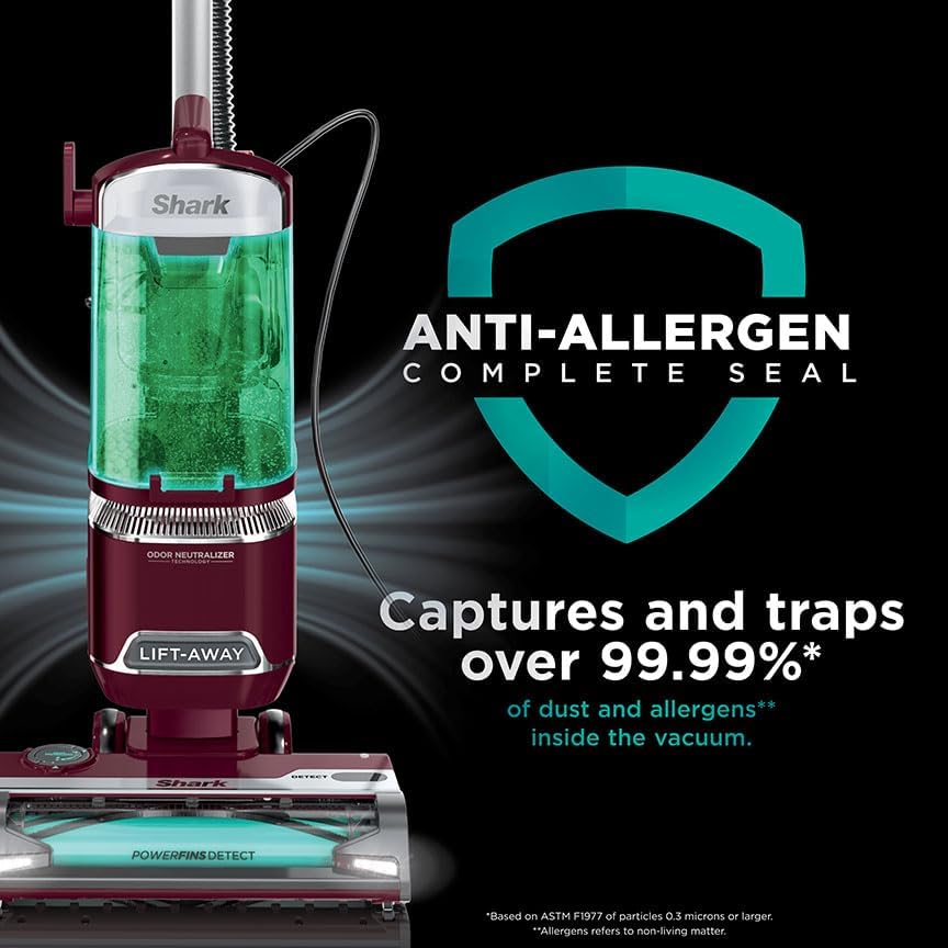 Shark DETECT Lift-Away Corded Upright Vacuum - Self-Cleaning Brushroll & Anti-Allergen Seal | Burgundy