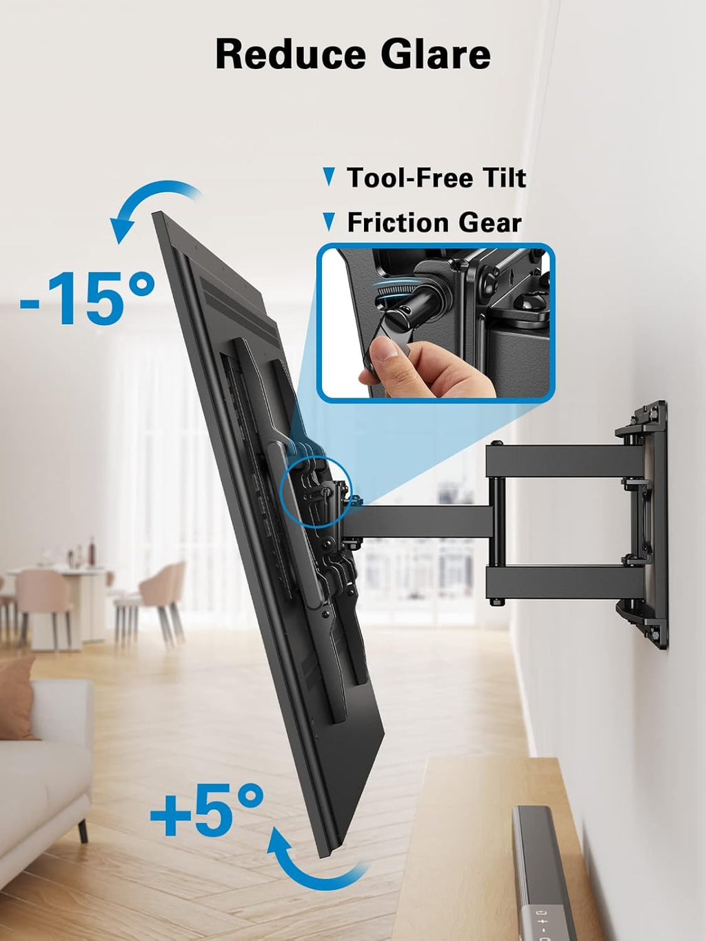 Pipishell Full Motion TV Wall Mount - Swivel Dual Arms for 40–82 Inch TVs | Max VESA 600x400mm, 110 lbs Capacity