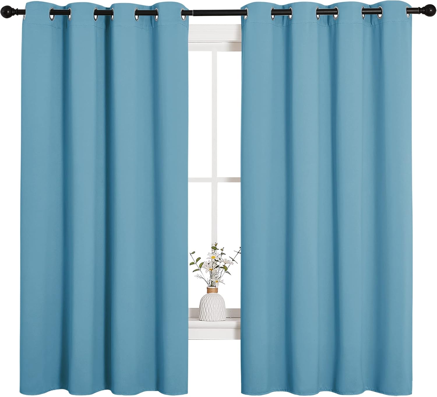 NICETOWN Thermal Insulated Blackout Curtains - Room Darkening Drapes, Teal Blue, Set of 2 (55x68 inches)