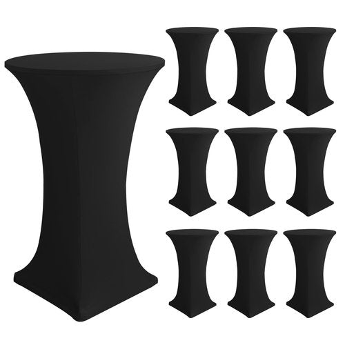 Enjoyidea Cocktail Table Covers-Spandex Round High Top Table Cloths 10 Pack 32x43 Inch-Black Stretch Fitted Bar Tall Tablecloth for Pub Bistro Highboy Party Event Banquet Height Folding Satnding
