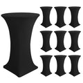 Enjoyidea Cocktail Table Covers-Spandex Round High Top Table Cloths 10 Pack 32x43 Inch-Black Stretch Fitted Bar Tall Tablecloth for Pub Bistro Highboy Party Event Banquet Height Folding Satnding