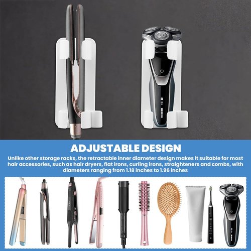 2Pack Curling Iron Holder Hot Tools Holder,Hair Dryer and Hair Tool Organizer Wall Mounted,Hairdressing Hanging Rack for Flat Irons,Curling Wands, Hair Straighteners,Combs