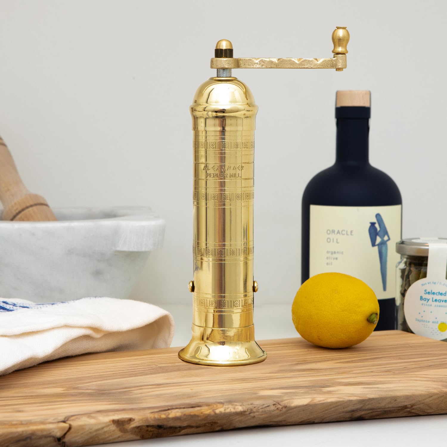 Alexander Home Original Greek Pepper Mill, 8-Inch Brass – European Manual Pepper Grinder Refillable