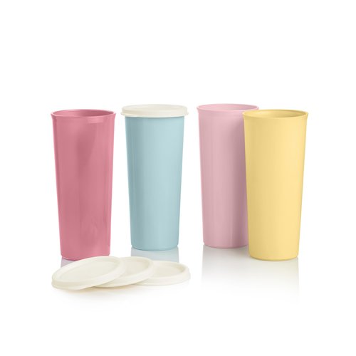 Tupperware Tumbler Set in Multicolor, 12 Count, Dishwasher Safe and BPA Free (12 Tumblers, 12 Lids, 16 fl oz each)