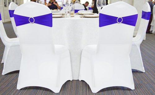 MDS Premium Spandex Chair Sashes - 50 Pack Universal Stretch Covers with Buckle Slider | Royal Blue