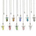 DICOSMETIC 10Pcs Angel Wing Faceted Glass Ceiling Fan Pull Chain Extension 13.6 Inch Crystal Light Pull Chain Adjustable Decorative Extension Connector Hanging Ornaments for Lighting Lamp Home Decor