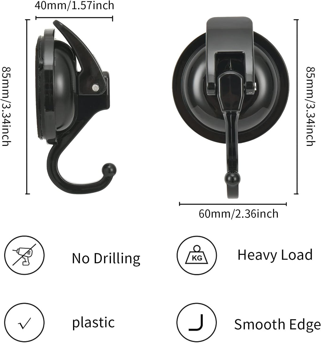 Skiennix Heavy Duty Vacuum Wreath Cup Hook - Super Suction, No Hole Required | Black-Plated, 2 Pack