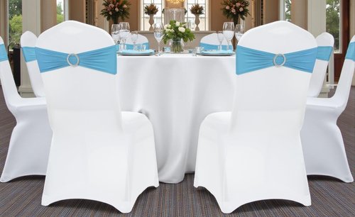 MDS Spandex Chair Sashes - Premium Stretch Covers with Buckle Slider | Universal Fit for Weddings & Events - Blue (Pack of 75)
