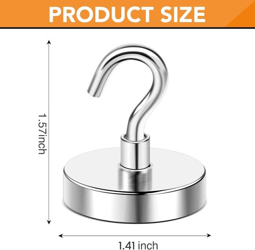 DIYMAG Magnetic Hooks - 170 Lb Heavy Duty Neodymium Magnets for Refrigerator | Strong Hanging Solution
