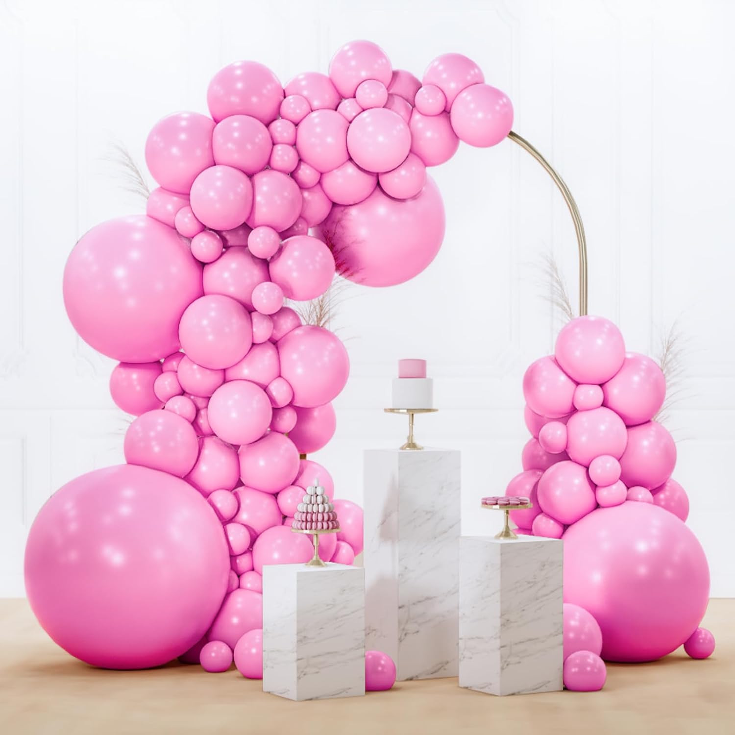 PartyWoo Pink Balloons - 99-Piece Matte Pink Balloon Arch Kit for Baby Showers & Parties | Various Sizes