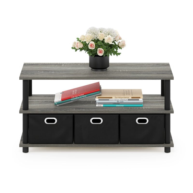 Coffee Table with Bin Drawers - French Oak Grey/Black