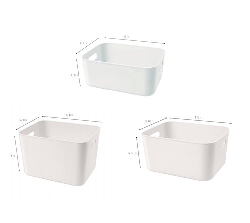 Amyup Set Of 8 Plastic Storage Bins,Versatile Kitchen Pantry Organization and Storage,for Plastic Storage Container Under Bed,Under Sink Bathroom Organizer (White, 8 Pack