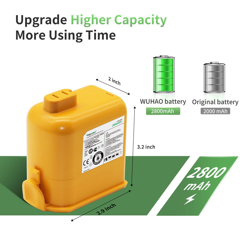 WUHAO for LG Cord Zero A9 Battery Upgraded 2800mAh for CordZero A9 A9 MAX A9M A9K-CORE A9MAX A9T-Ultra A9S A9K-PRO A9 Plus A905M A907GMS A905RM A908MVR A927KGMS Part No. EAC63758601 EAC63382201