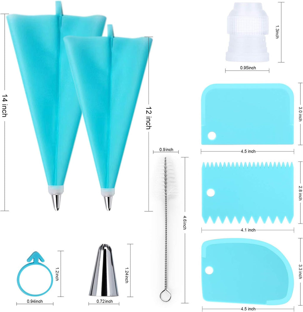 Skiennix 34-Piece Cake Decorating Set - 24 Stainless Steel Tips, 2 Silicone Bags & Icing Smoothers