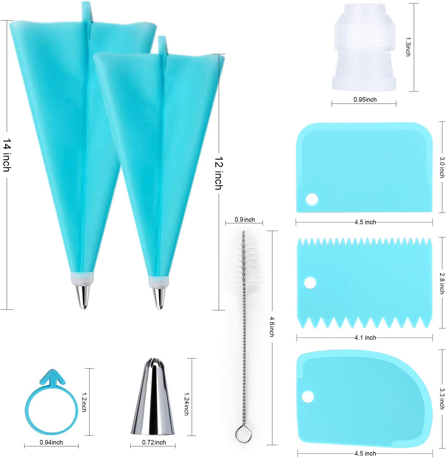 Skiennix 34-Piece Cake Decorating Set - 24 Stainless Steel Tips, 2 Silicone Bags & Icing Smoothers