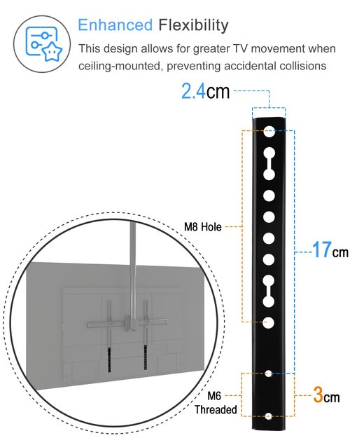 IFCASE Steel VESA Extension Brackets for TV Ceiling/Wall Mounts, Adjustable Heavy Duty Vertical VESA Extender Replacement Bracket (Black)