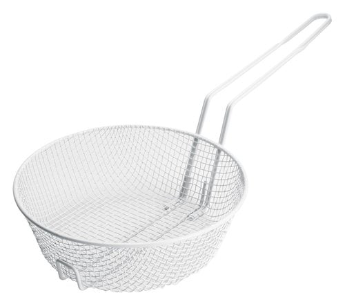 Winco 10" Breading Basket, Medium Mesh, White Plastic Coating