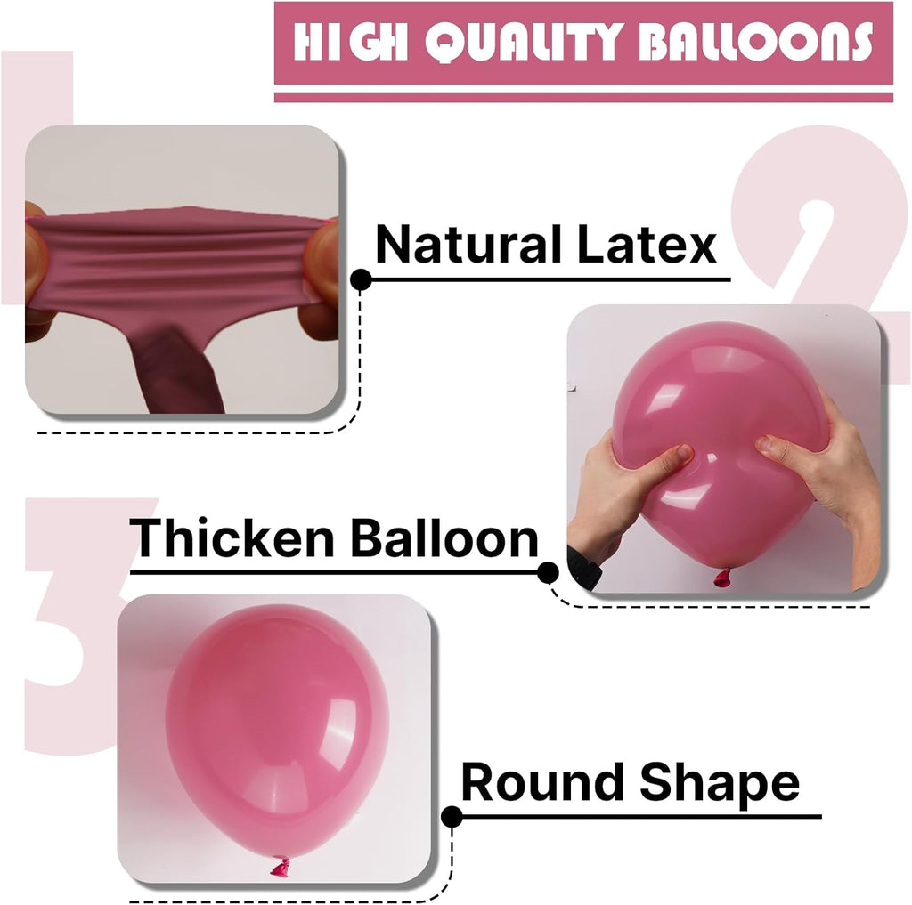 PartyWoo Mauve Balloon Arch Kit - 140pcs in Dusty Pink & Rose Blush for Baby Showers, Weddings & Birthdays