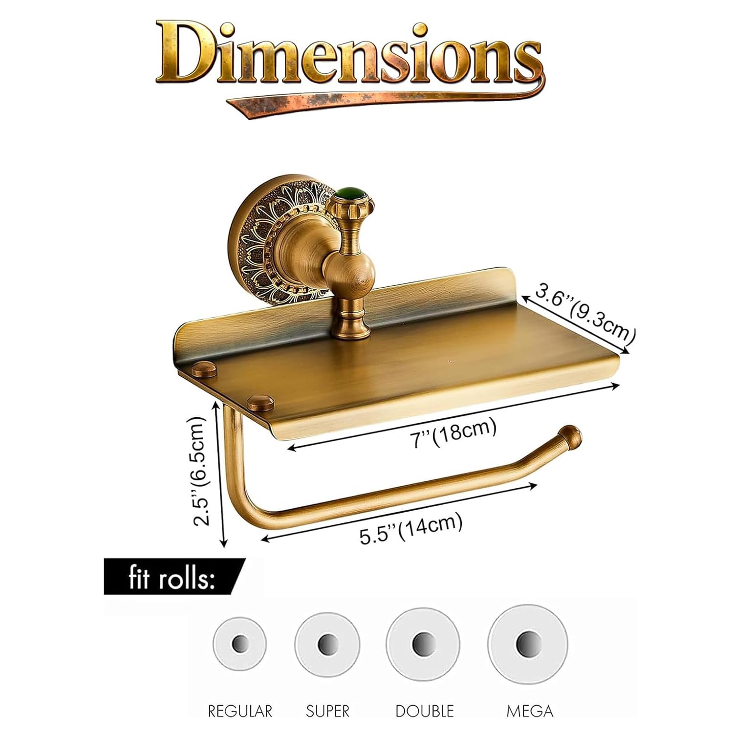 Toilet Paper Holder, NEWRAIN Vintage Bathroom Toilet Paper Roll Holder with Shelf, Solid Brass RV Tissue Roll Holder Wall Mounted, Antique Commercial Farmhouse Toilet Paper Dispenser