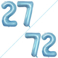 GOER Jumbo 27 Balloons - 42 Inch Foil Helium Decorations for 27th Birthday Party | Light Blue
