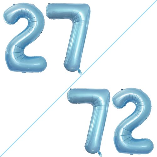 GOER Jumbo 27 Balloons - 42 Inch Foil Helium Decorations for 27th Birthday Party | Light Blue